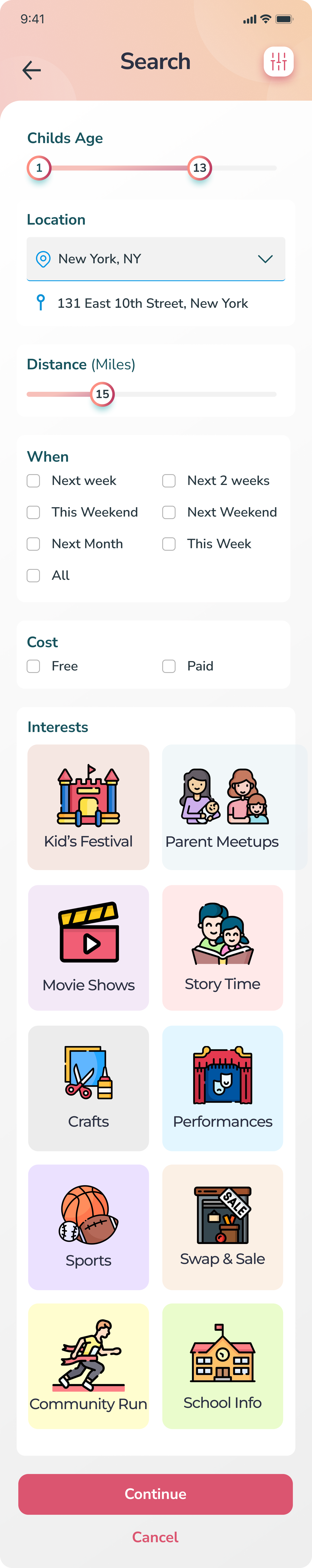 Search Events with Filters