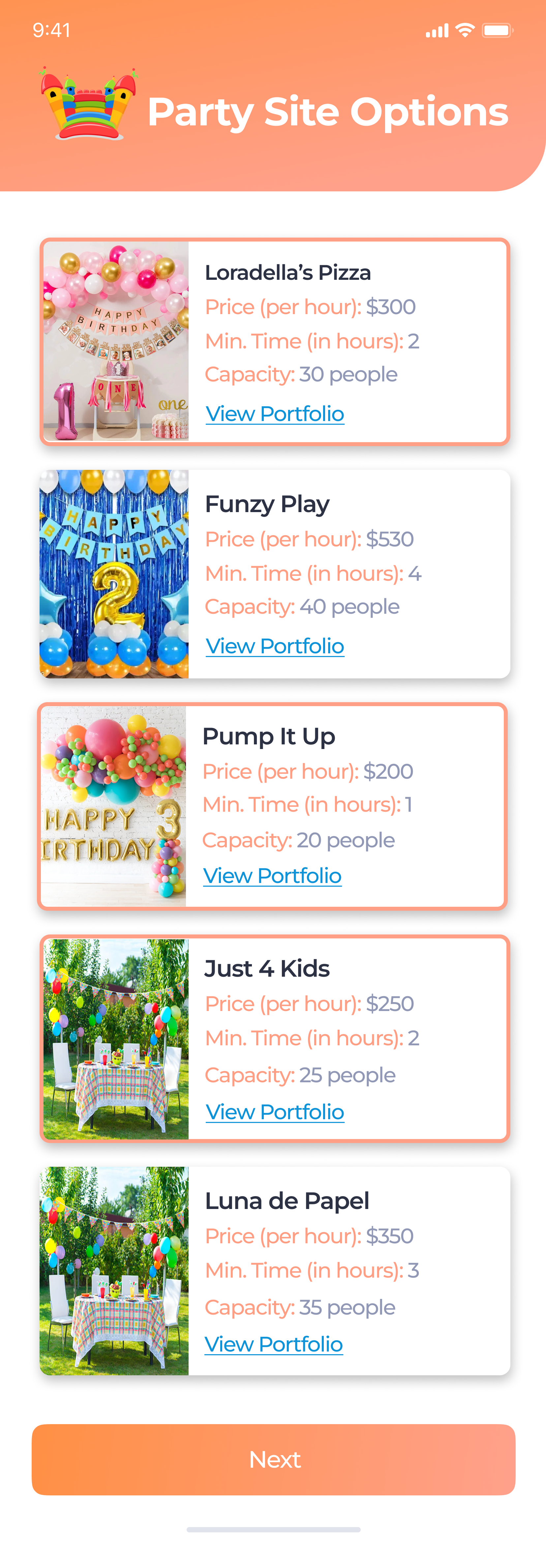 Party Site Options